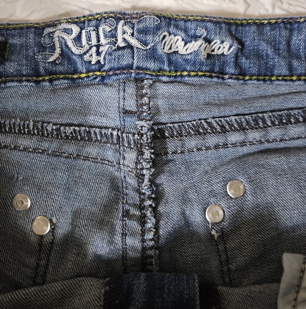 Wrangler Rock 47 Embroidered Back Pocket Bootcut Jeans - Blue Size 12/14 - Picture 7 of 12